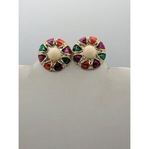 Large Costume Jewelry Earrings - Large 1980s Jewelry Statement Earrings, Gold...